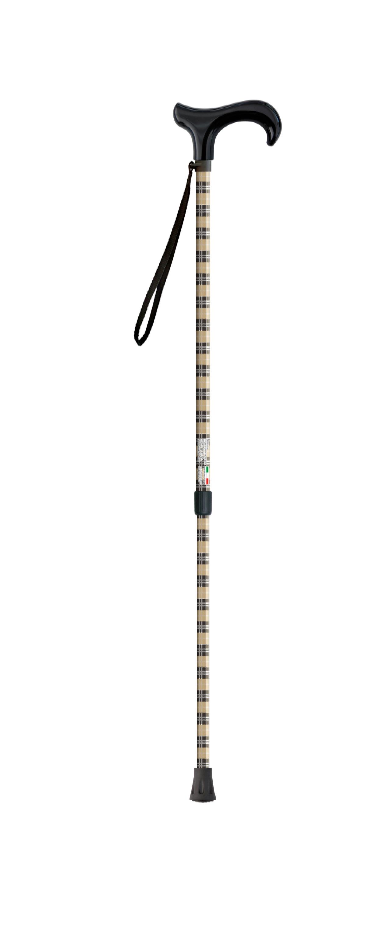 Wandelstok beige tartan Handvat derby