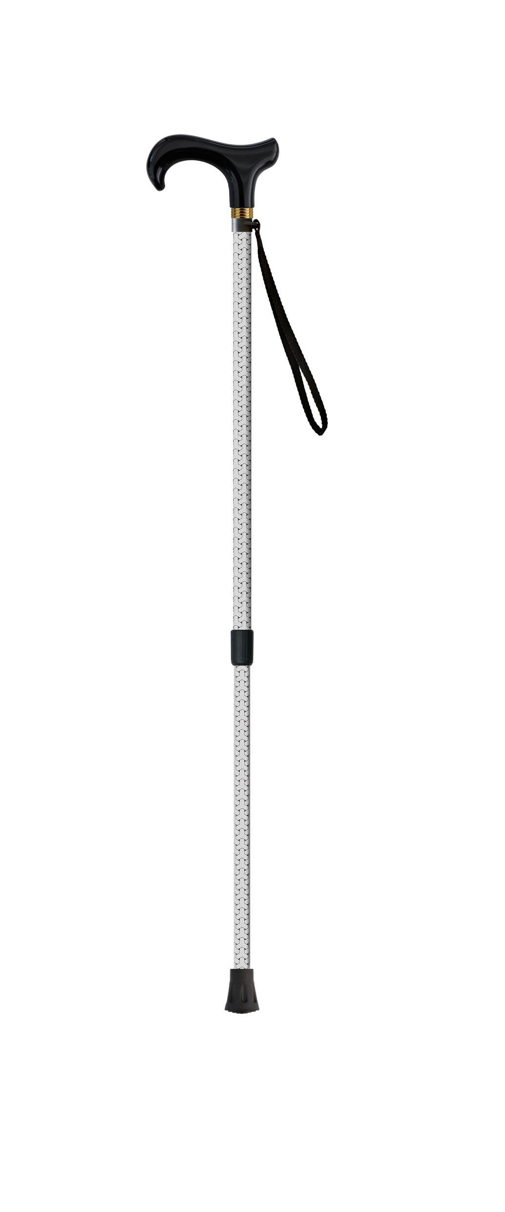 Wandelstok grijze vlechten Handvat derby