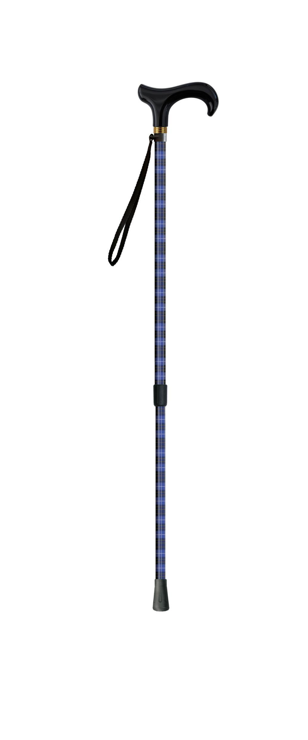 Wandelstok blauwe tartan Handvat derby
