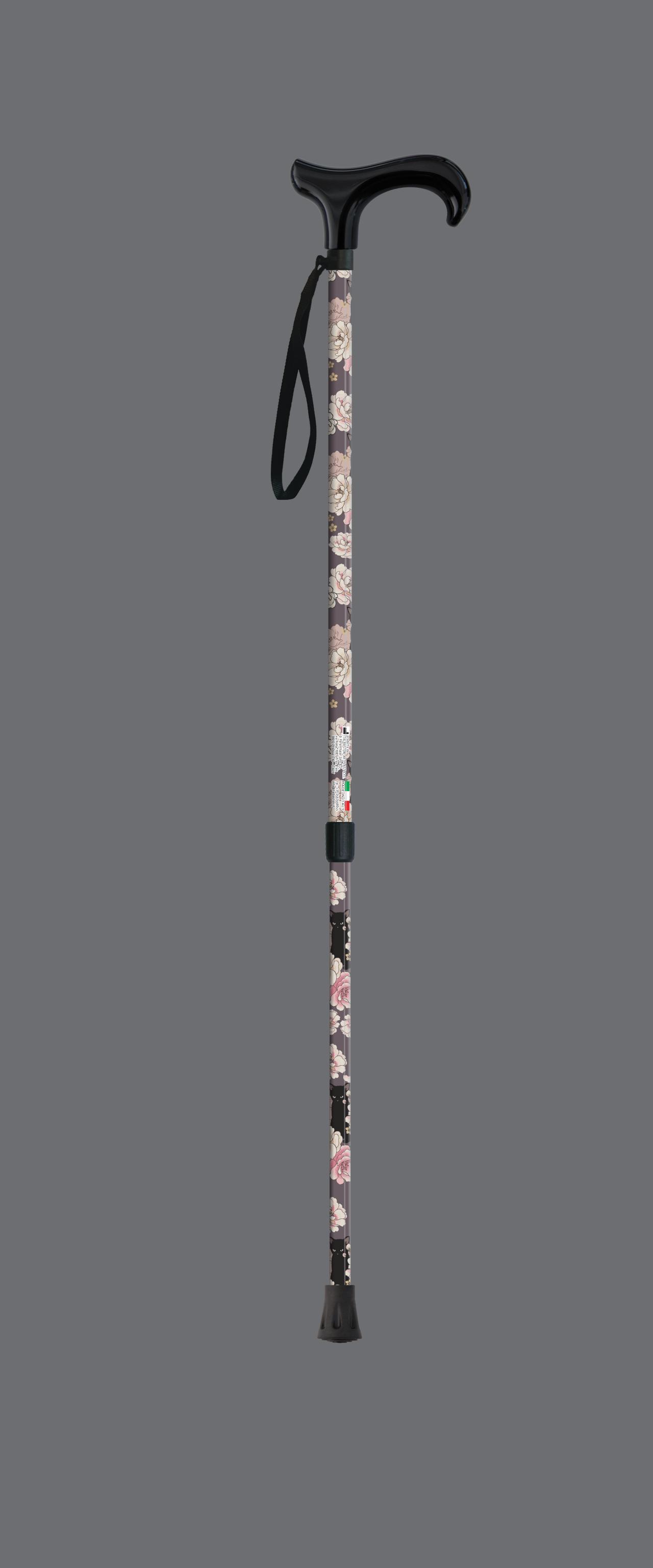 Wandelstok bloemen paars Handvat derby