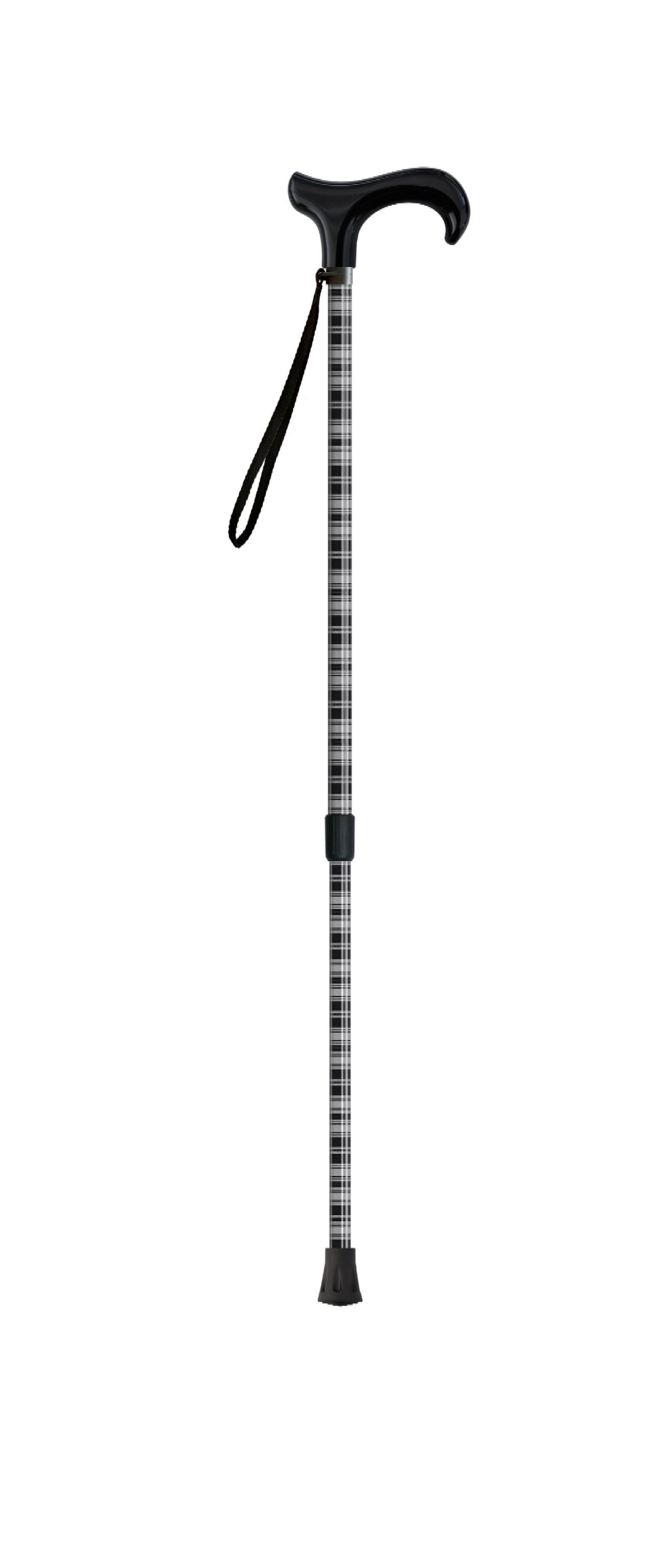 Vrijstaande Wandelstok zwarte tartan Handvat derby