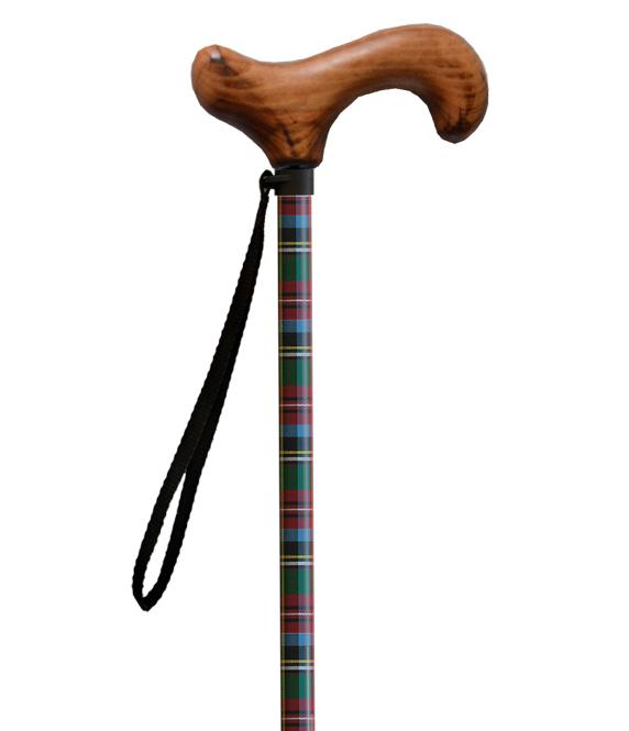 Vrijstaande Wandelstok schotse tartan Handvat hout