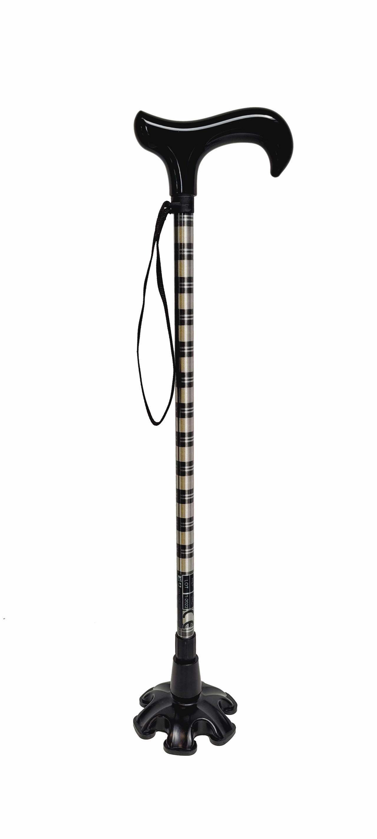 Canne autoportante tartan beige Poignée derby