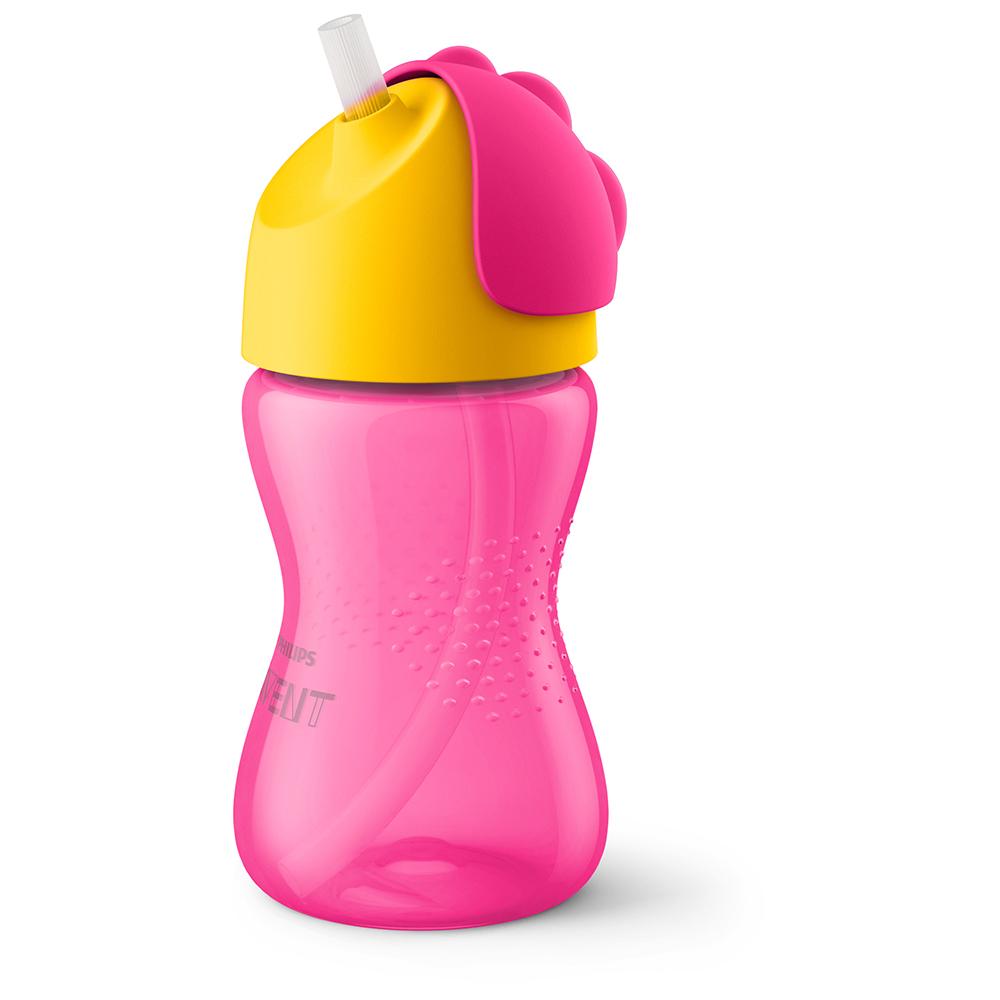 Beker met rietje 300ml Girl Roze